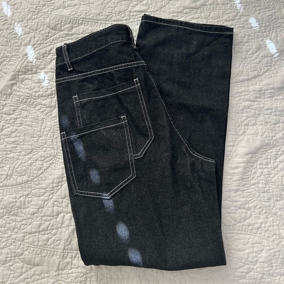 Black Baggy Cargo jeans with white Seam - Picture 2 of 7